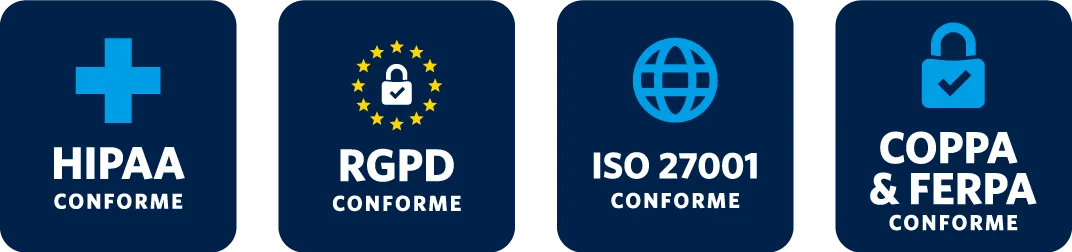 HIPAA, GDPR, ISO 27001, COPPA, FERPA Compliant