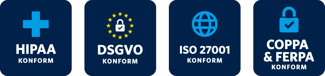 HIPAA, GDPR, ISO 27001, COPPA, FERPA Compliant