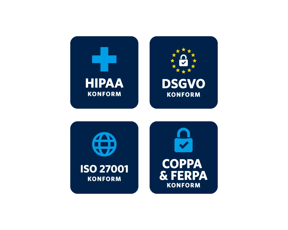 HIPAA, GDPR, ISO 27001, COPPA, FERPA Compliant